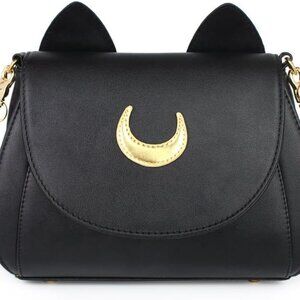 Women's Moon Purses Crossbody Bags Pu Leather Gothic Purse Cat Handbags Girls Bl